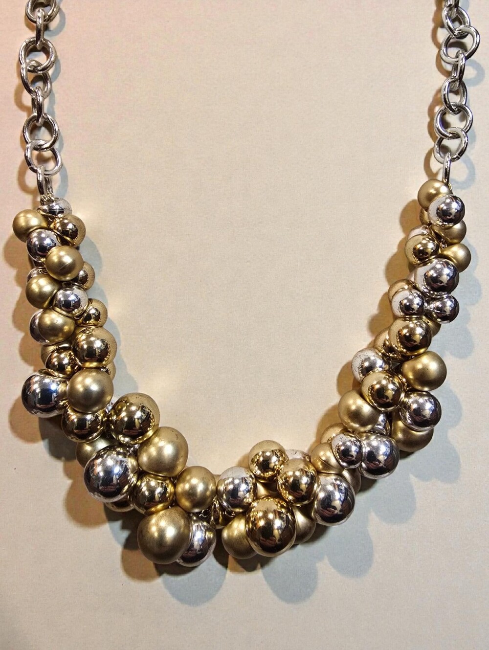 Vintage Liz Claiborne Two-Tone Bubble Cluster Statement Necklace - Picture 2 of 3